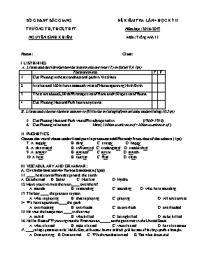 Đề kiểm tra lần 4 học kỳ II môn Tiếng Anh Lớp 11 - Năm học 2016-2017 - Trường TH, THCS, THPT Nguyễn Bỉnh Khiêm (Có đáp án)